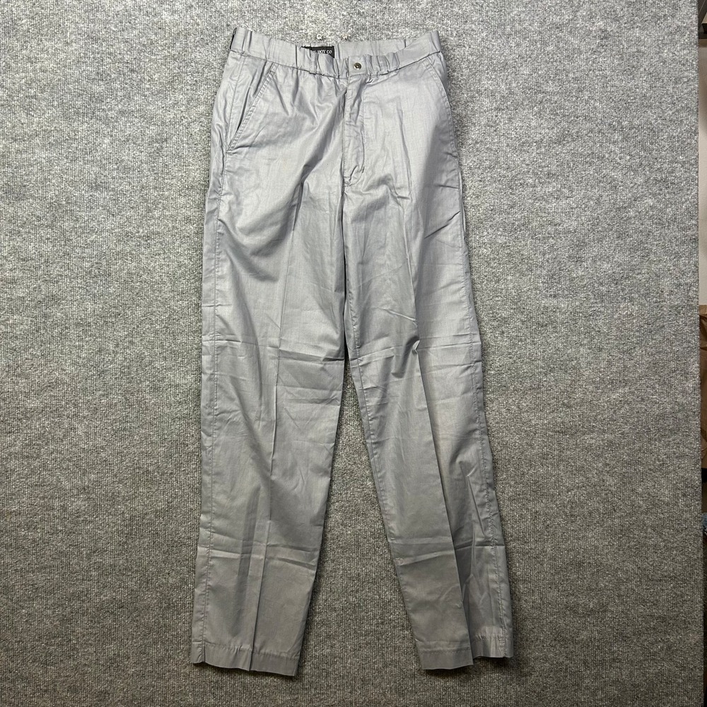 Bugle Boy Chino Pants Men 28 Gray Good Vintage Elastic Waist Snap Classic